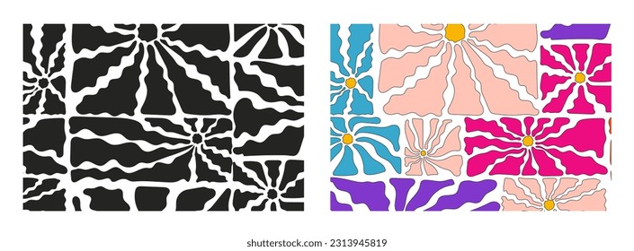 Floral pattern. smooth lines. Geometric shapes with flowers. Vector illustration.