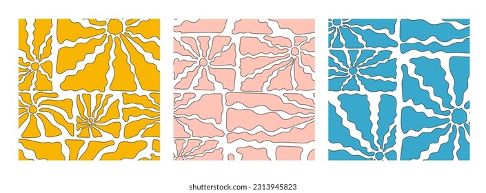 Floral pattern. smooth lines. Geometric shapes with flowers. Vector illustration.