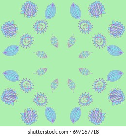 Floral   pattern with spots. Hand drawn.