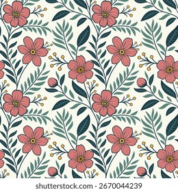 Floral pattern spring summer flowers and Leaves Background
