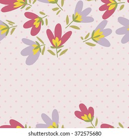 Floral pattern. Spring or summer vector background. Hand-drawn doodle pattern with garden flower and bud.