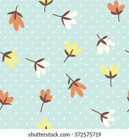 Floral pattern. Spring or summer vector background. Hand-drawn doodle pattern with garden flower and bud.