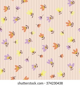Floral pattern. Spring or summer vector background. Hand-drawn doodle pattern with garden flower and bud.