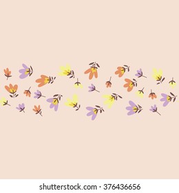 Floral pattern. Spring or summer vector background. Hand-drawn doodle pattern with garden flower and bud.