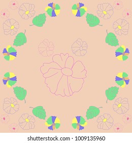 Floral pattern, stripes . Hand drawn.