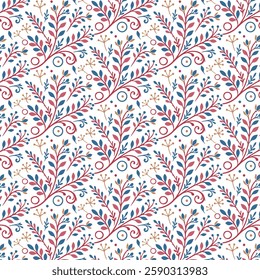 floral pattern with stylish nature inspired botanical illustrations and seamless ornamental textures for fabric printing
