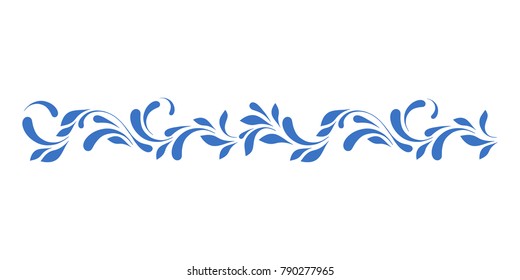 Floral pattern. Swirly border. Decorative design element for background, frame, cover.