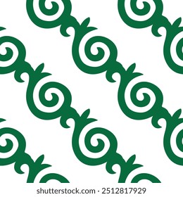Patrón floral tártaro Borde ornamental nativo con tulipanes. Cultura del pueblo tártaro, símbolos de verde y rojo