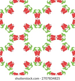 Floral pattern Tatar Native Ornamental border with tulips. Culture of the Tatar people, symbols of green and red.