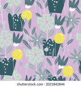 Floral pattern. Template for gift paper, cover, textile print. Vector seamless pattern
