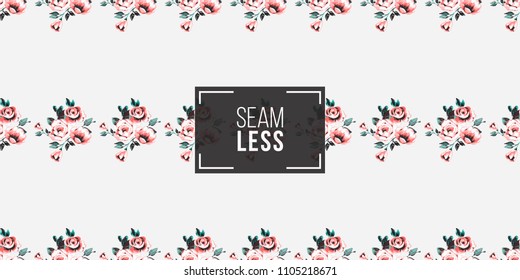 Floral pattern. Tender peony flower and pink flowers bouquet vector seamless pattern in watercolor style. Blooming seamless background with flowers.