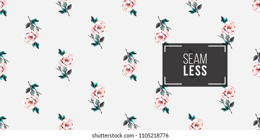 Floral pattern. Tender peony flower vector seamless pattern in watercolor style. Blooming seamless background with flowers.