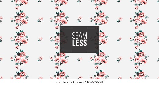 Floral pattern. Tender peony flower and pink flowers bouquet vector seamless pattern in watercolor style. Blooming seamless background with flowers.