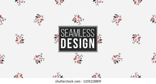 Floral pattern. Tender pink flowers bouquet vector seamless pattern in watercolor style. Blooming seamless background with flowers.