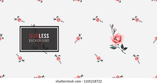 Floral pattern. Tender roses brunch vector seamless pattern in watercolor style. Blooming seamless background with flowers.