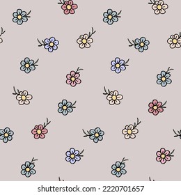 Floral pattern for textile with little flower. Pastel color vector background