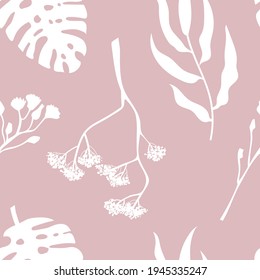 Floral pattern for textile and paper design. Vector illustration. Plants, nature, natural, natural, eco-friendly, wildlife, tropical, seamless. Elegant, simple ornament. Herb, field grass.