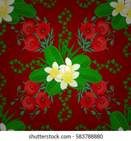 Floral pattern for textile print, bed linen, jacket, package design, fabric and fashion concepts. Abstract vector floral design. Varicolored on a red background.