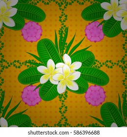 Floral pattern for textile print, bed linen, jacket, package design, fabric and fashion concepts. Abstract vector seamless floral design. Varicolored seamless pattern on a yellow background.