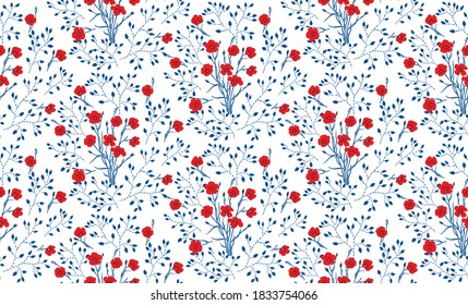 Floral pattern for textiles. Seamless vector print with flowers.
