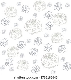 Patrón floral con flores diferentes. Estilo minimalista para el fondo