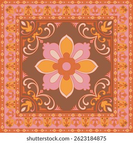 Floral pattern tiles, carpets for flooring, scarves, mat patterns