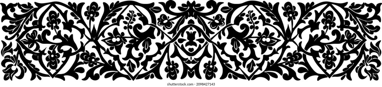 floral pattern. traditional pattern from Indonesia. black and white. can be repeated