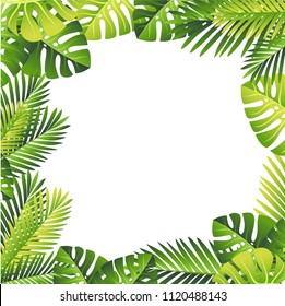 Floral pattern. Tropical green leaves. Exotical jungle and palm leaf. Vector floral element on white background.