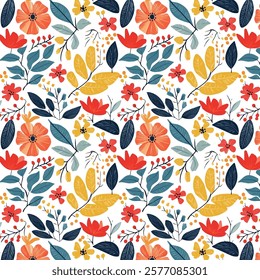 floral pattern with tropical leaves and flowers
