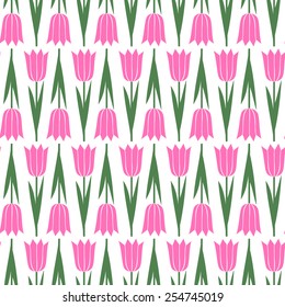 Floral Pattern With Tulips. Cute flower background. 