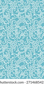 Patrón floral turquesa ilustración Vector sin fisuras repetir motivo floral remolino flor hoja de vid ornamento decorativo de fondo elegante superficie