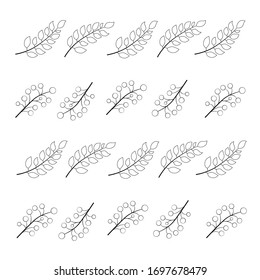 Blumenmuster mit Zweigen, Blättern und Beeren. Springskurve Muster. Design-Vorlage für Vektorillustrationen. Verwendung für Textilien, Verpackungspapier, Karten.