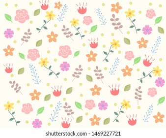 the floral pattern used for decoration. Flowers are popular for all seasons.Romantic seamless vector floral pattern.