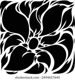 Floral Pattern Vector Black and White
