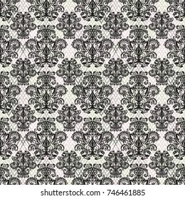 Floral pattern vector curves floral plants old tradition ethnic ornament. Repetition antique plants allover background renaissance black and gray color