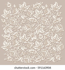 Floral Pattern. Vector decoration with flowers and leaves. Ornamental background.