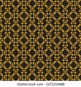 Floral Pattern Vector | Decorative Texture | Black And Gold Background | Seamless Wallpaper For Interior Design