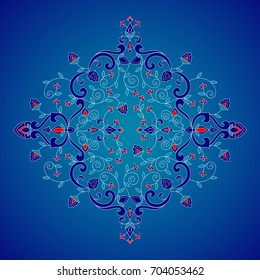 Floral pattern vector element. Vintage spa ornament with flowers motifs. Iznik symbol for royal turkish wedding invitation, indian save the date card, yoga wallpaper or moroccan beauty salon flyer.