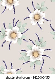 Floral pattern vector flowers pattern on brown