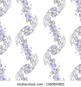 Floral pattern vector graphics. Streliziya flowers illustration