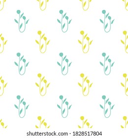 Floral pattern vector illustration with blue and yellow color isolated on white background