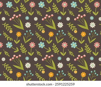 Floral pattern. Vector illustration in flat style.