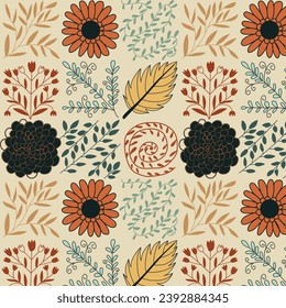 Patrón floral. Ilustración vectorial. Flores y plantas sin fisuras.