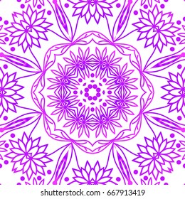 Floral pattern. vector illustration. hand drawn henna india tribal paisley background. purple color