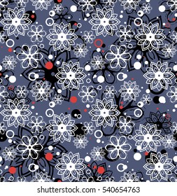 floral pattern. vector image of abstract black and white flowers. colored abstract pattern. floral motif