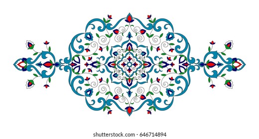 Floral pattern vector. Islam ornament with flowers motifs. Arabic background for Ramadan Kareem, Eid Mubarak greeting card, turkish delight label packaging, luxury wedding invitation or spa beauty.