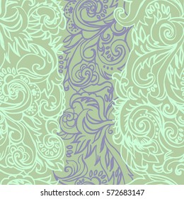 Floral pattern vector leaves seamless print. Allover curves leafs background. Colorful hand drawn illustration graphic.