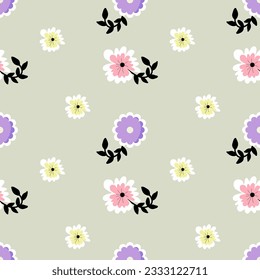 Floral pattern vector on pastel background for wallpaper, fabric, clothing,backdrop,texture, wrapping paper, notebook cover ,curtain,pillow case and stationary.