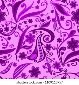 floral pattern. vector seamless pattern. purple background with flowers. textile paint. fabric swatch. repetitive background.  wrapping paper