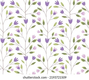Floral pattern vector .Summer plants pattern. Vector fabric design in purple colors.